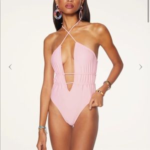 NWT RAMY BROOK Marta Strapless One Piece Swimsuit In Seashell Pink $228